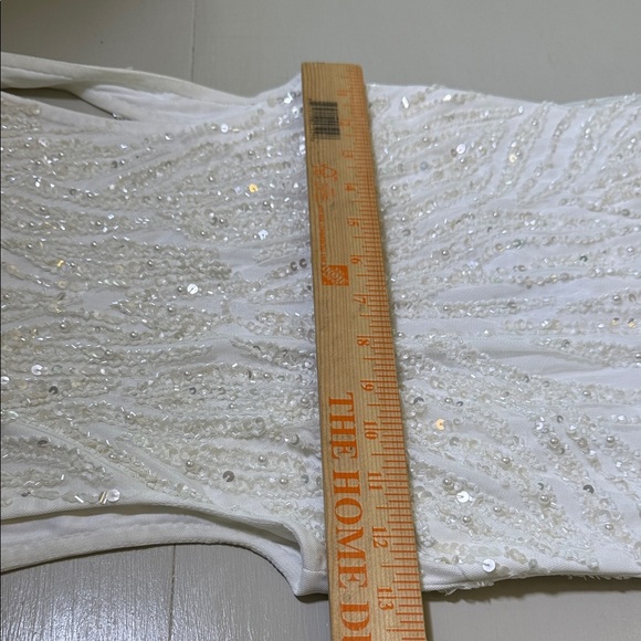 Lulus Glamourous Ever After White Sequin Beaded Backless Maxi Dress Size Small - Picture 9 of 11